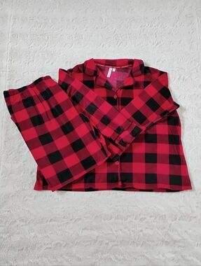 Joyspun Buffalo Plaid Soft Velour Pajama Set